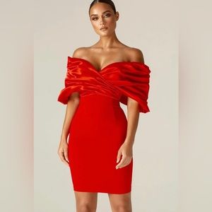 Red Ruffle Off the Shoulder Dress
